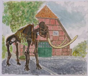 Mammutskelett vor dem Heimatmuseum - Ahlen
