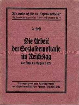 Agitationsmaterial für SPD-Funktionäre nach der Niederlage bei den Reichstagswahlen