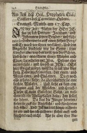 Am Fest deß Heil. Propheten Eliä/ Stiffters deß Carmeliter-Ordens. - Die gemeine offene Bekantnuß der Sünden/ nach der Predig/ gleich auff vorgesetztes Gebett zu sprechen.