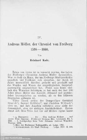IV. Andreas Möller, der Chronist von Freiberg 1598-1660