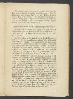 Die Beweisgründe der Sozialisierungskomission.