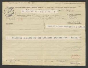Telegramm an Ferruccio Busoni : 31.03.1916