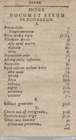 INDEX VOCUM ET RERUM PRAECIPUARUM.