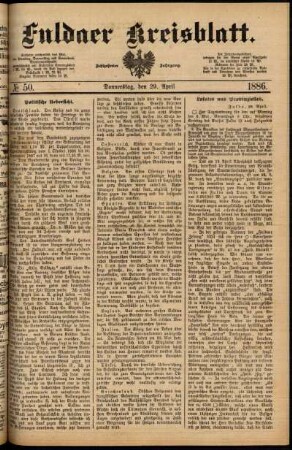 Ausgabe vom Donnerstag, den 29. April 1886.
