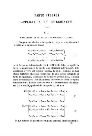 Parte Seconda. Applicazioni de' Determinanti.