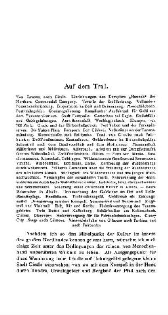 6. KAPITEL - Auf dem Trail Von Dawson nach Circle. Dampfer "Hannãh" der Northern Commercial Company. Vorteile der Erdölheizung. Moosehidebach. Fortymilegebiet. Grenzregulierung. Kanadischer Ausfuhrzoll für Go