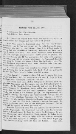 Sitzung vom 12. Juli 1881.