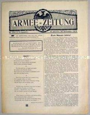 Nachrichtenblatt der 2. Armee "Armee-Zeitung" zum Jahreswechsel 1916/17