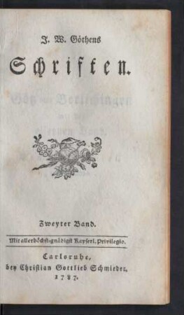 Bd. 2: J. W. Göthens Schriften