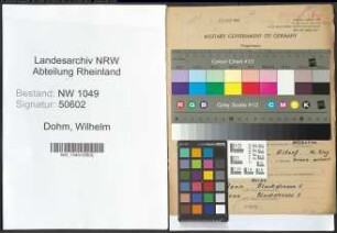 Entnazifizierung Wilhelm Dohm , geb. 27.08.1885 (Verwaltungsangestellter)