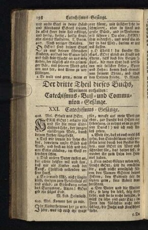 Der dritte Theil dieses Buchs, Worinnen enthalten: Cate- chismus- Buß- und Communion-Gesaenge