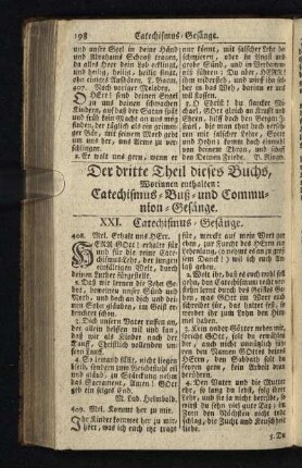 Der dritte Theil dieses Buchs, Worinnen enthalten: Cate- chismus- Buß- und Communion-Gesaenge