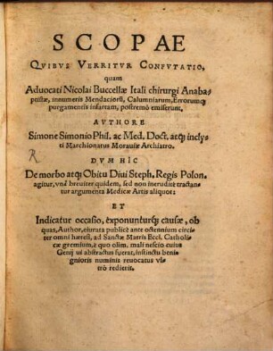 Scopae, quibus verritur confutatio ... advocatorum Nic. Buccellae