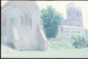Prenzlau, Marienkirche,Prenzlau, Franziskanerkloster,Prenzlau, Dreifaltigkeitskirche / ehem. Franziskaner-Klosterkirche : Westseite mit Blick auf Marienkirche