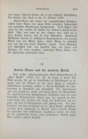 32. [31.] Sainte-Beuve und die moderne Kritik