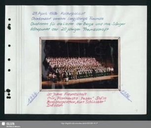 Gemeinsames Konzert Bergsteigerchor "Kurt Schlosser", "Berglied Sofia", Instrumental-Gruppe des Bergsteigerchores