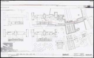 Verbindung von Universität und Bahnhof Potsdam-Griebnitzsee Schinkelwettbewerb 1995: Grundrisse, Ansicht, Schnitte 1:500