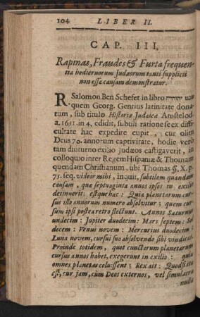 Cap. III. Rapinaes, Fraudes & Furta frequentia hodiernorum Judaeorum tanti supplicii non esse causam demonstratur