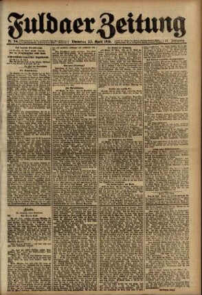 Ausgabe vom Dienstag, den 23. April 1918.