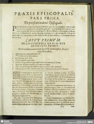 Pars Prima. De potestateordinis Episcopalis