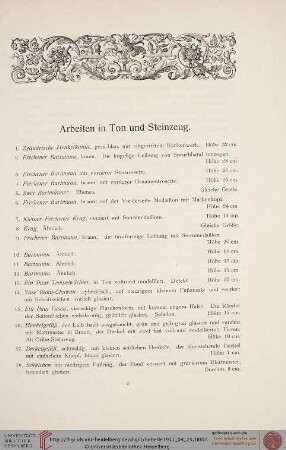 Arbeiten in Ton und Steinzeug (Nr. 1-32)
