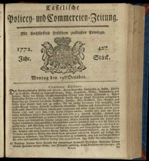 42tes Stueck, Montag den 19ten October 1772