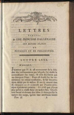 Lettre LXXX-LXXXV
