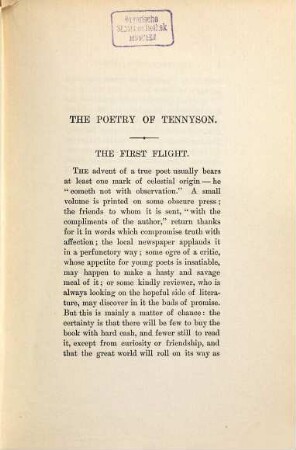 The poetry of Tennyson