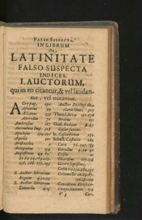 Indices I. Auctorum, qui in eo citantur ...