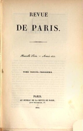 La Revue de Paris. 33. 1841