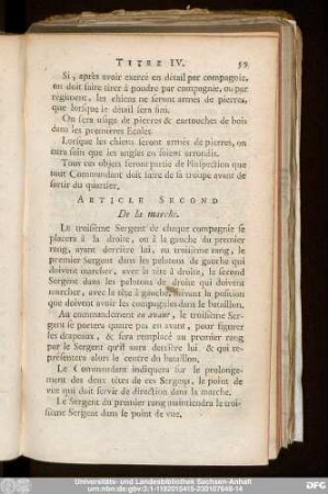 Article Second. De la marche.