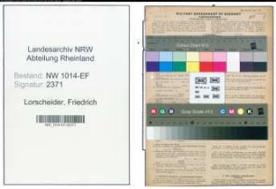 Entnazifizierung Friedrich Lorscheider , geb. 30.09.1899 (Lehrer)