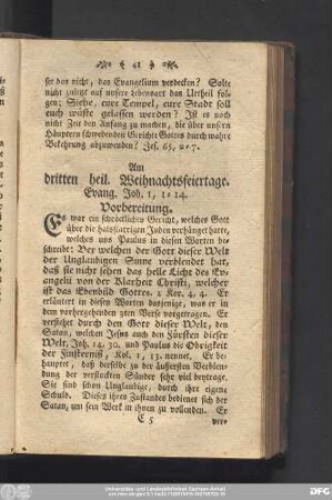 Am dritten heil. Weihnachtsfeiertage. Evang. Joh. I, 1 - 14.