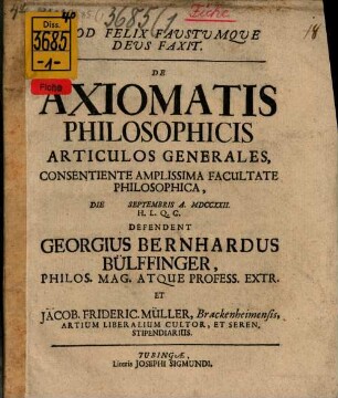 De axiomatis philosophicis articulos generales
