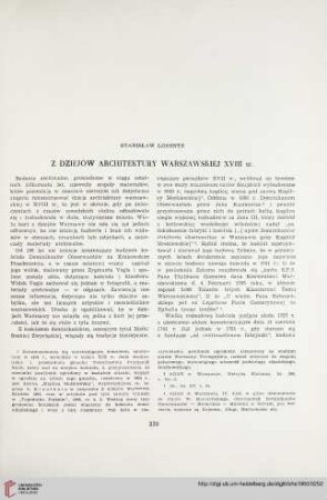 22: Z dziejów architektury warszawskiej XVIII w.