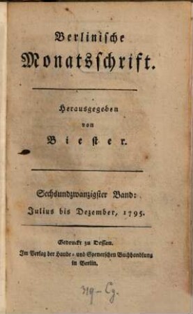 Berlinische Monatsschrift. 26. 1795