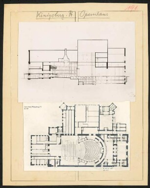 Opernhaus, Königsberg: Grundriss und Längsschnitt