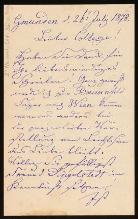 Brief von Karl von La Roche an Unbekannt