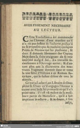 Avertissement Necessaire Au Lecteur