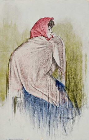 Aus einer Postkartenserie mit Damenporträts, gedruckt von J. Thomas, Barcelona