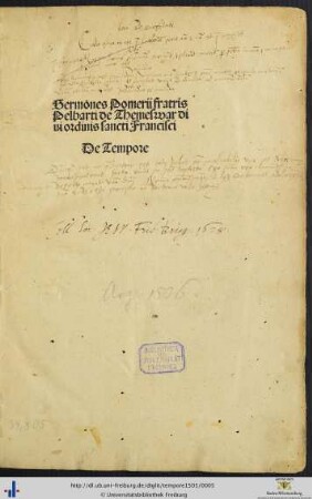 Sermones Pomerii fratris Pelbarti de Themeswar diui ordinis sancti Francisci De Tempore