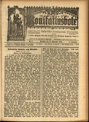 Erste Ausgabe vom Sonntag, den 23. September 1900.