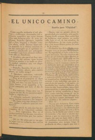 El único camino : [Cuento]