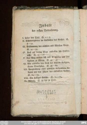 Inhalt der ersten Betrachtung.