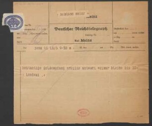 Brief an B. Schott's Söhne