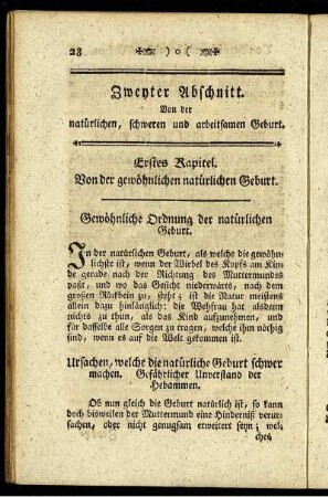 Erstes Kapitel. Von der gewöhnlichen natürlichen Geburt.