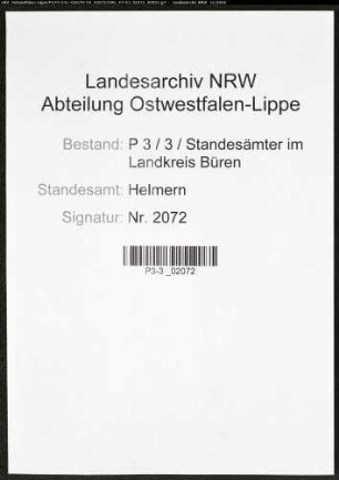 Sterberegister Standesamt Helmern