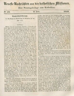 Neueste Nachrichten aus den katholischen Missionen Nr. 22