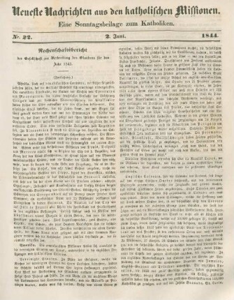 Neueste Nachrichten aus den katholischen Missionen Nr. 22