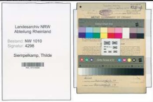 Entnazifizierung Thilde Siempelkamp , geb. 05.12.1900 ()